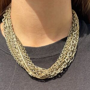 Multi-Strand Gold and Silver Chain Necklace